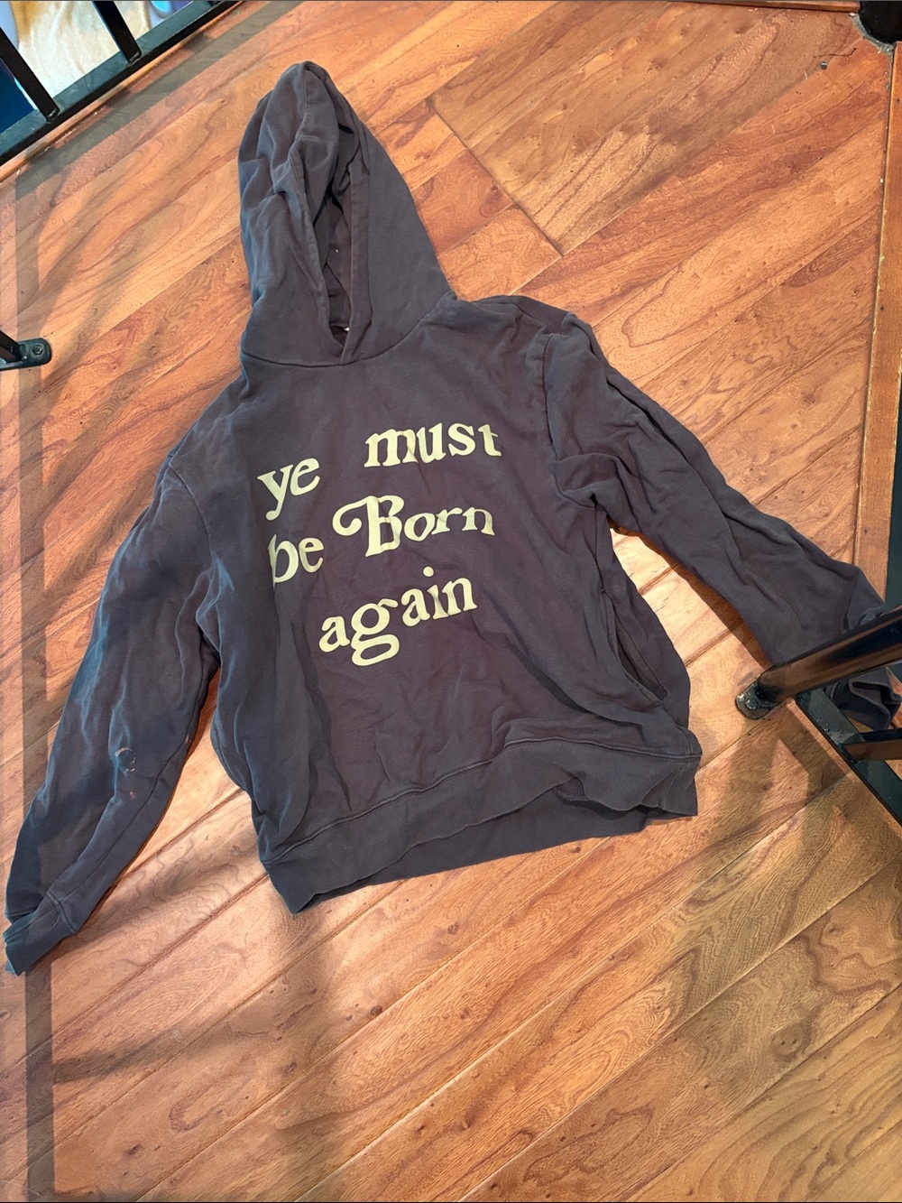 Non Signe “Ye Must Be Born Again” Oversized Grey Hoodie Size Medium